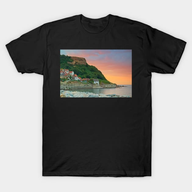 Runswick Bay Sunset Yorkshire T-Shirt by MartynUK